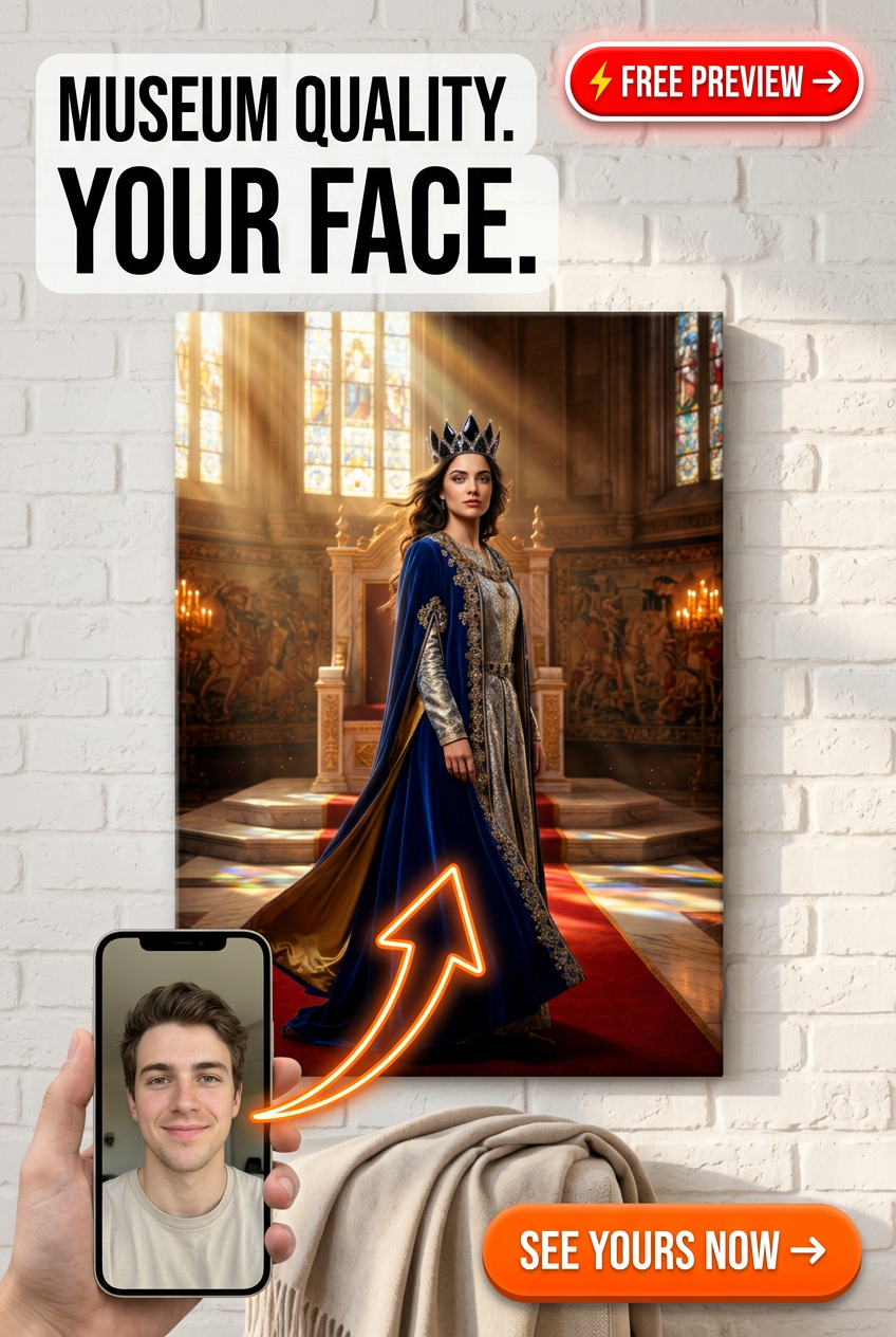 Custom Royal Woman Portrait — Regal Canvas from Photo