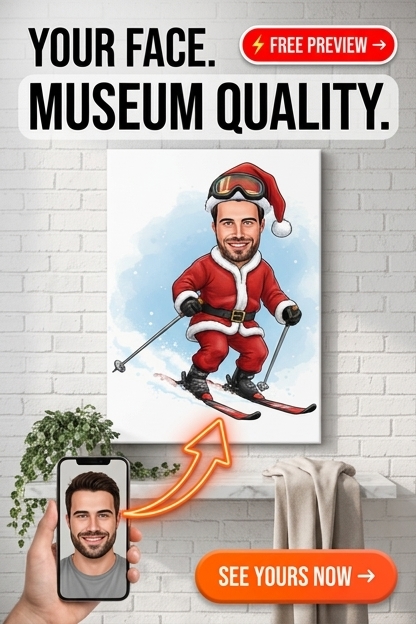 Ritratto Personalizzato a Tema Babbo Natale | Regalo su Tela Personalizzato per Lui