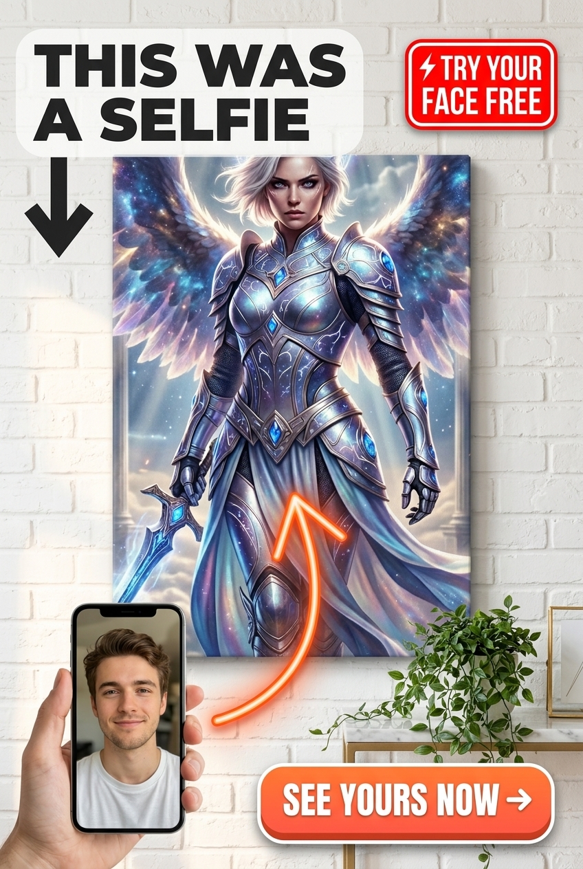 Custom Fantasy Man Portrait — Heroic Angel Warrior Canvas