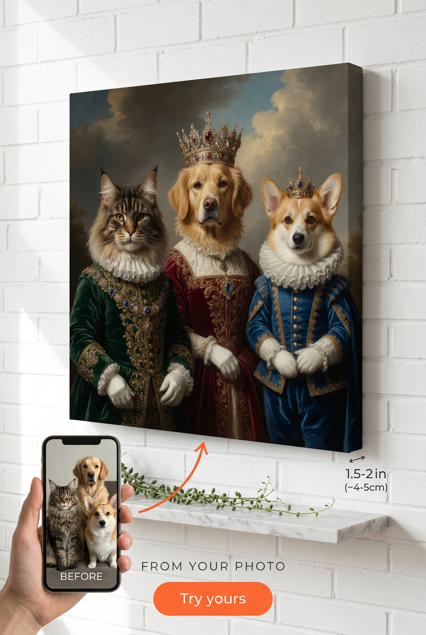 Custom Royal Pet Portrait — Regal Dog Canvas from Photo