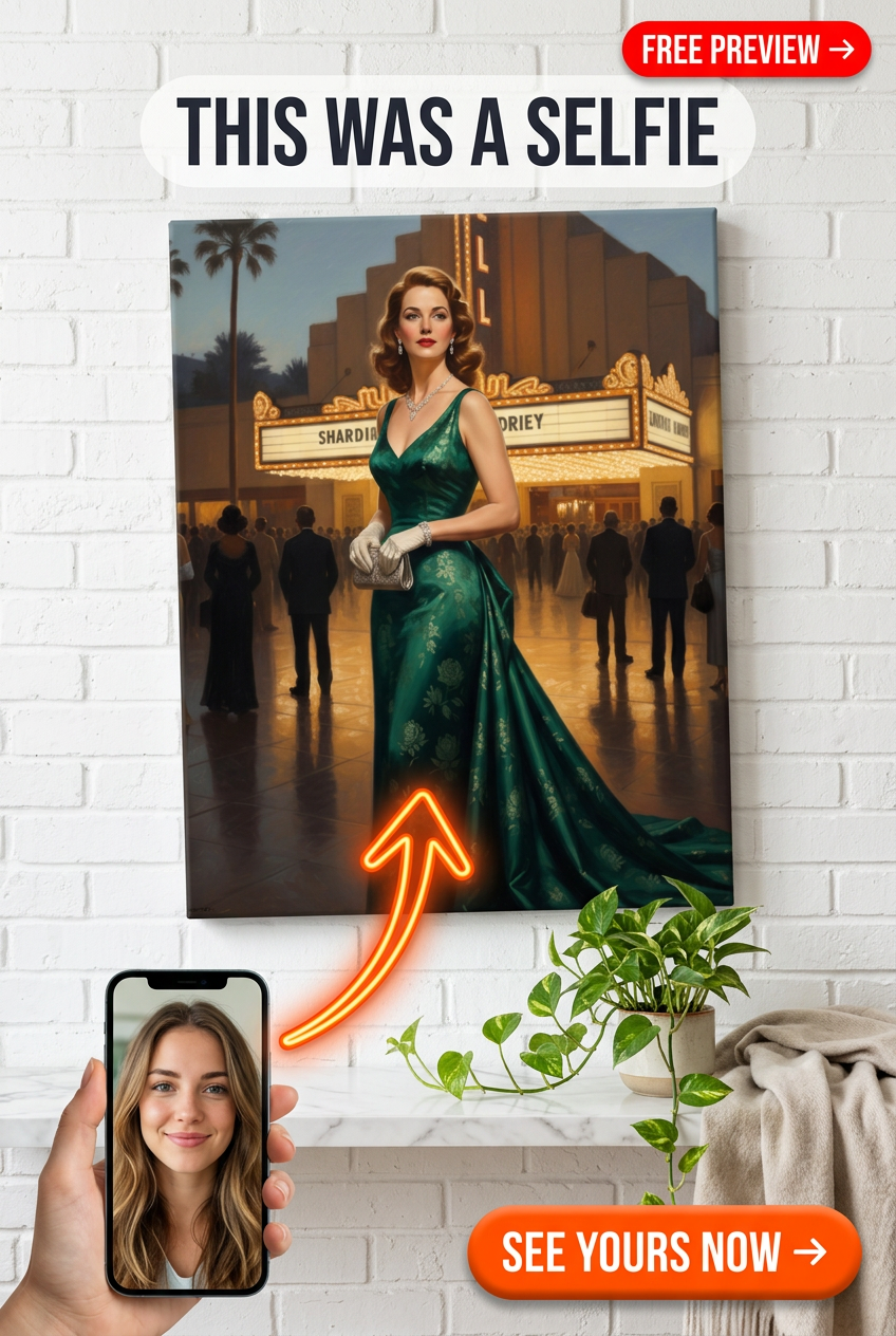 Custom Royal Woman Portrait — Regal Evening Gown Canvas