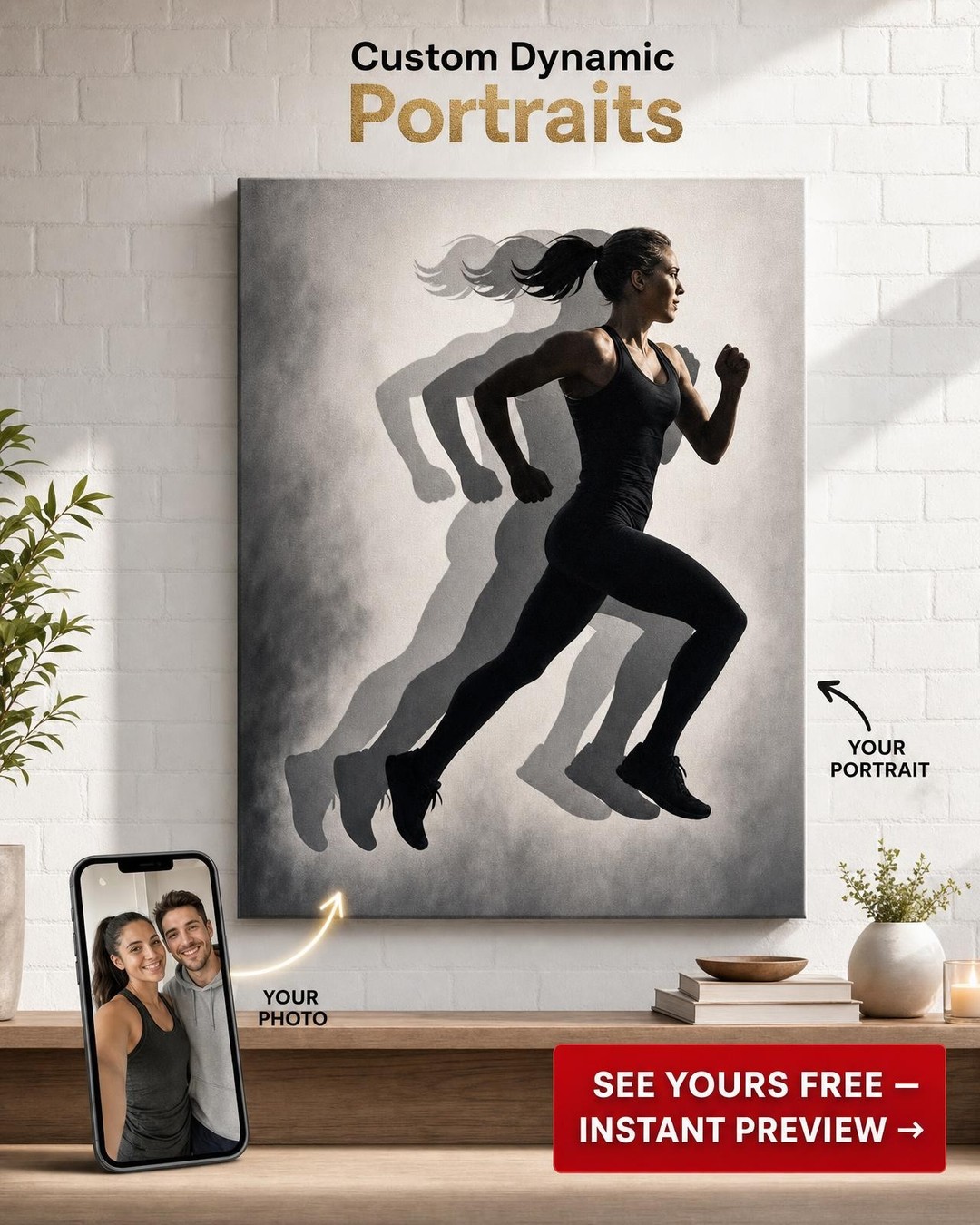 Runner Portrait Running Marathon Custom Portrait from Photo | Personalized Gift