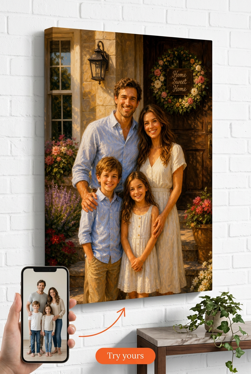 Gifts for New Homeowners — Family Portrait Warmth Canvas from Photo