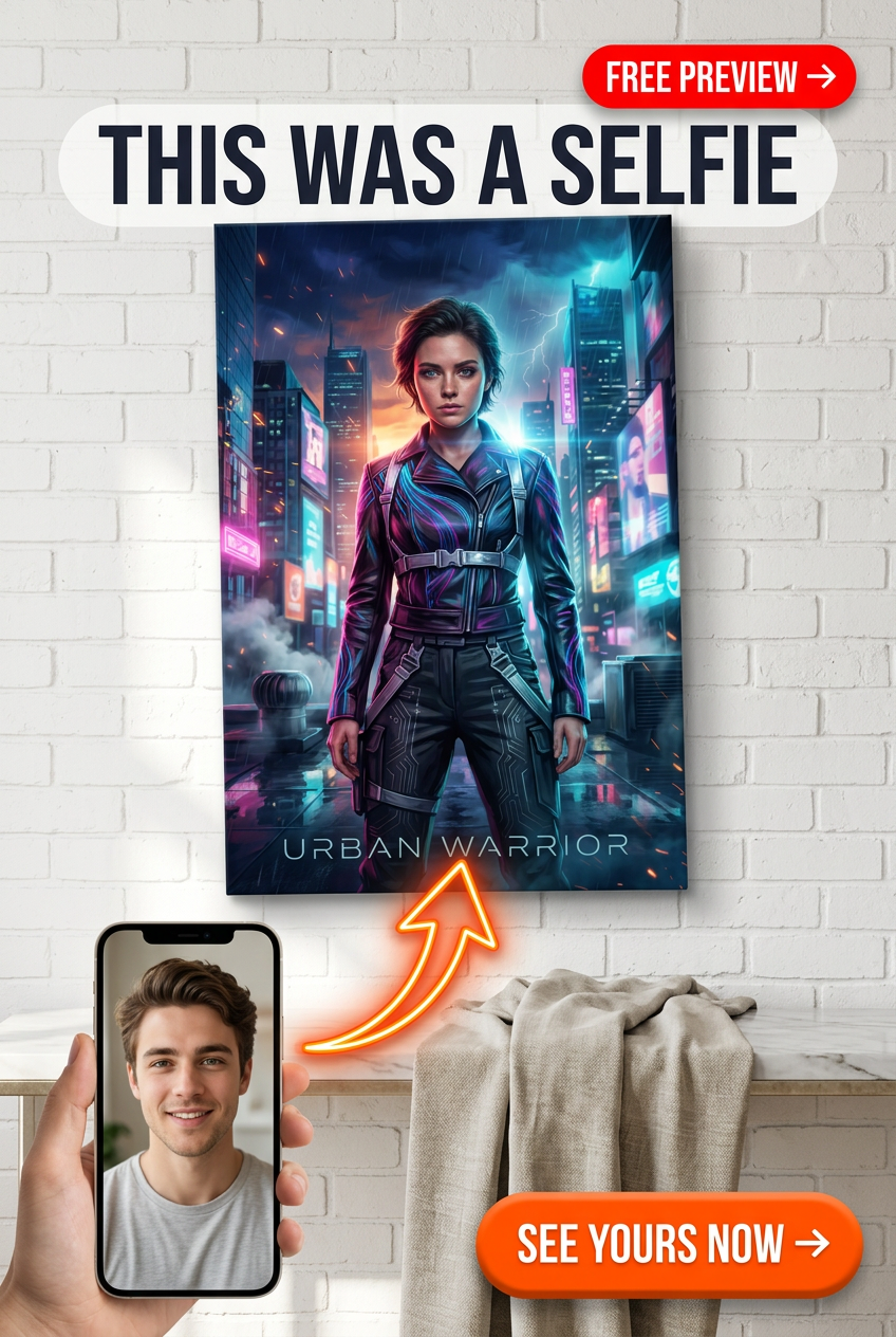 Retrato Personalizado Herói Cyberpunk Neon Vanguard