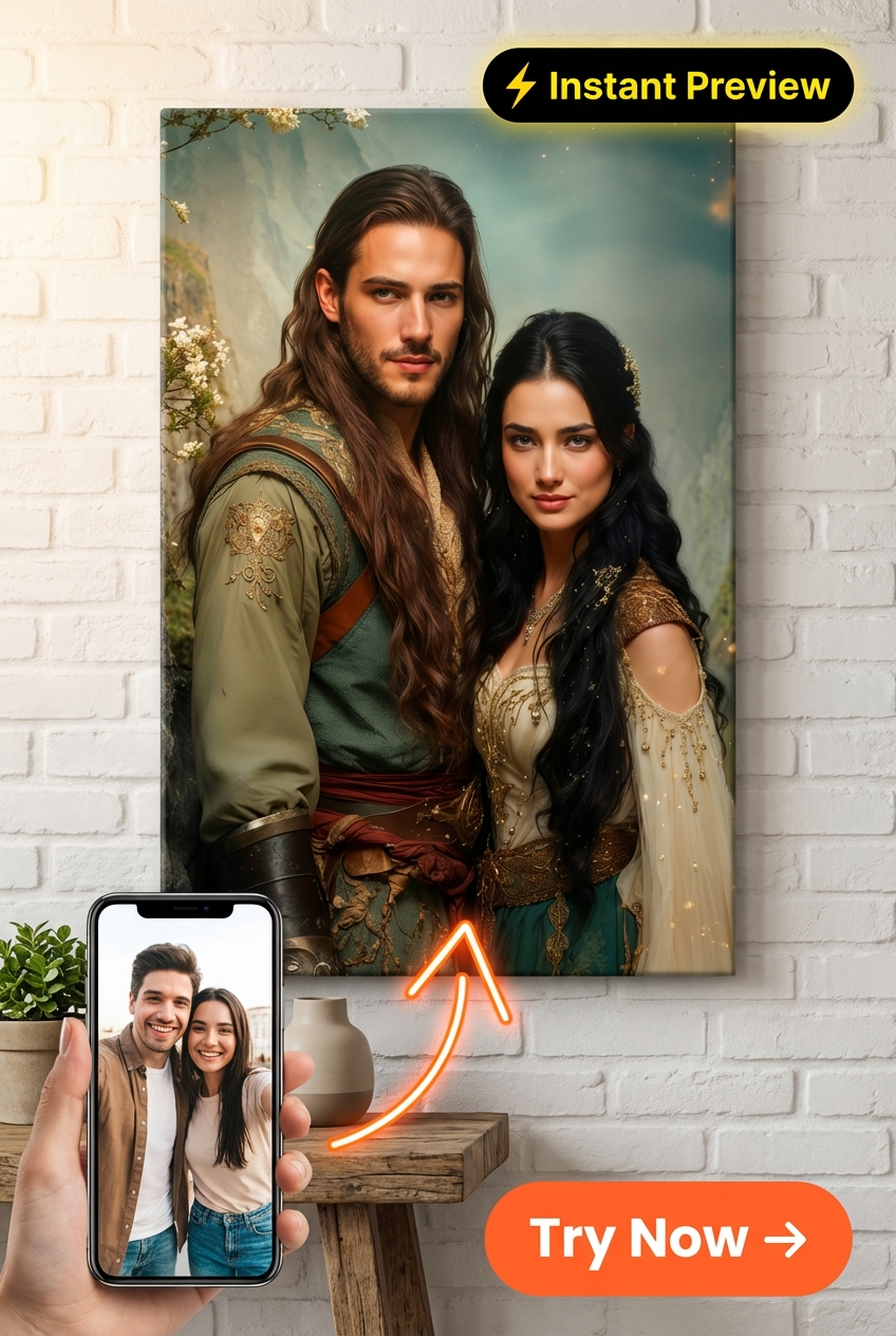 Fantasy-Inspired Custom Portrait from Photo | Personalized Couples Gift