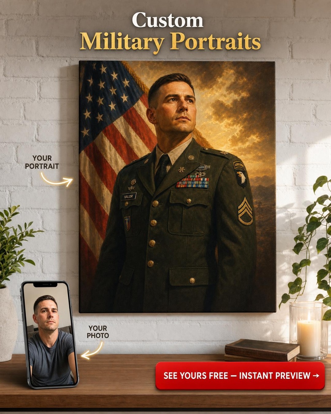Heroic Custom Military Portrait Art