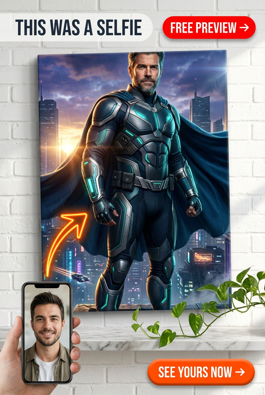 Retrato de Superhéroe Papá: Guardián de la Ciudad