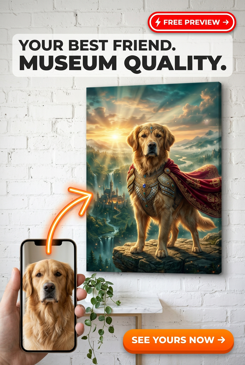 Majestic Pet Portrait: Epic Pet Odyssey Canvas