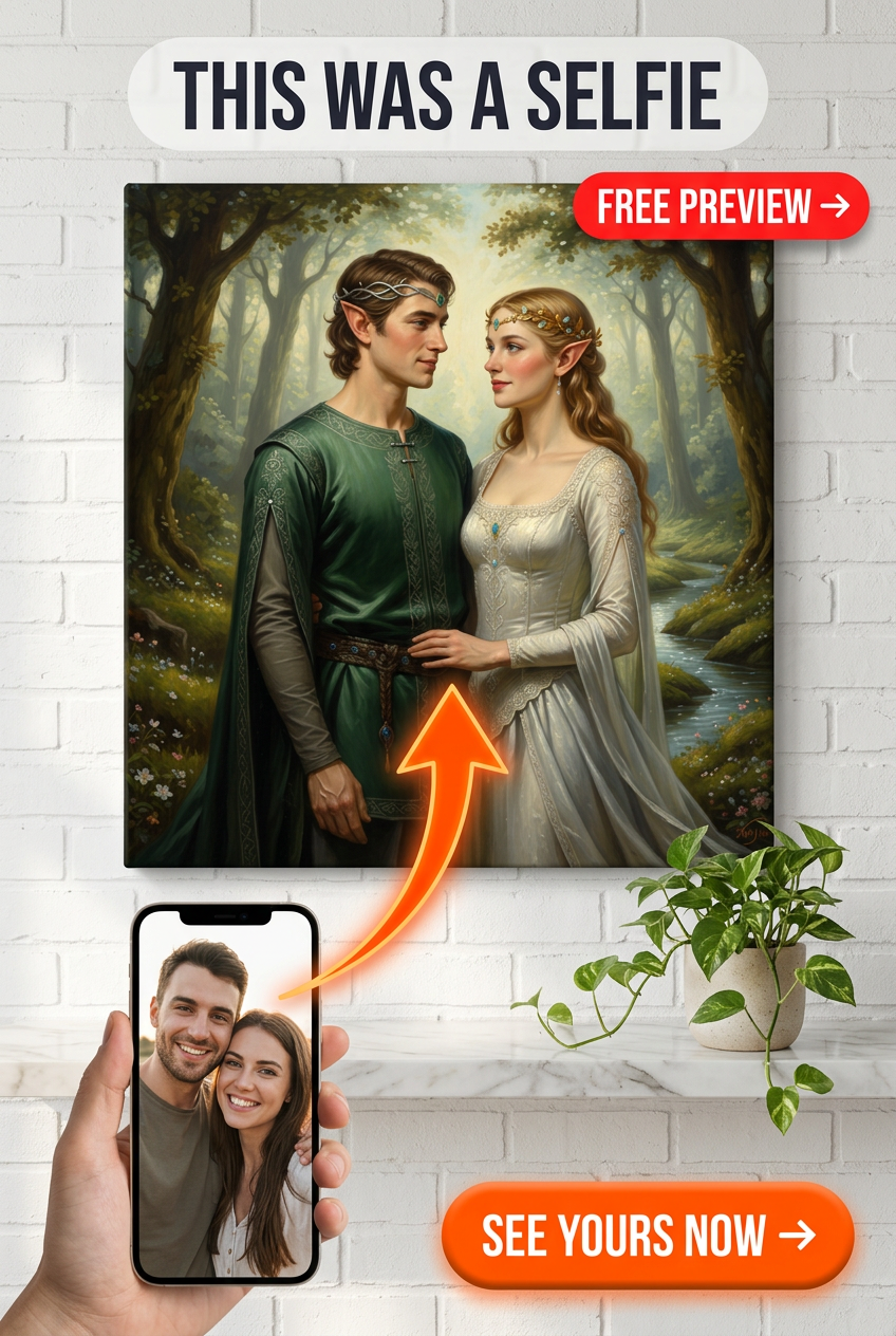 Custom Fantasy Couple Portrait — Romantic Forest Canvas