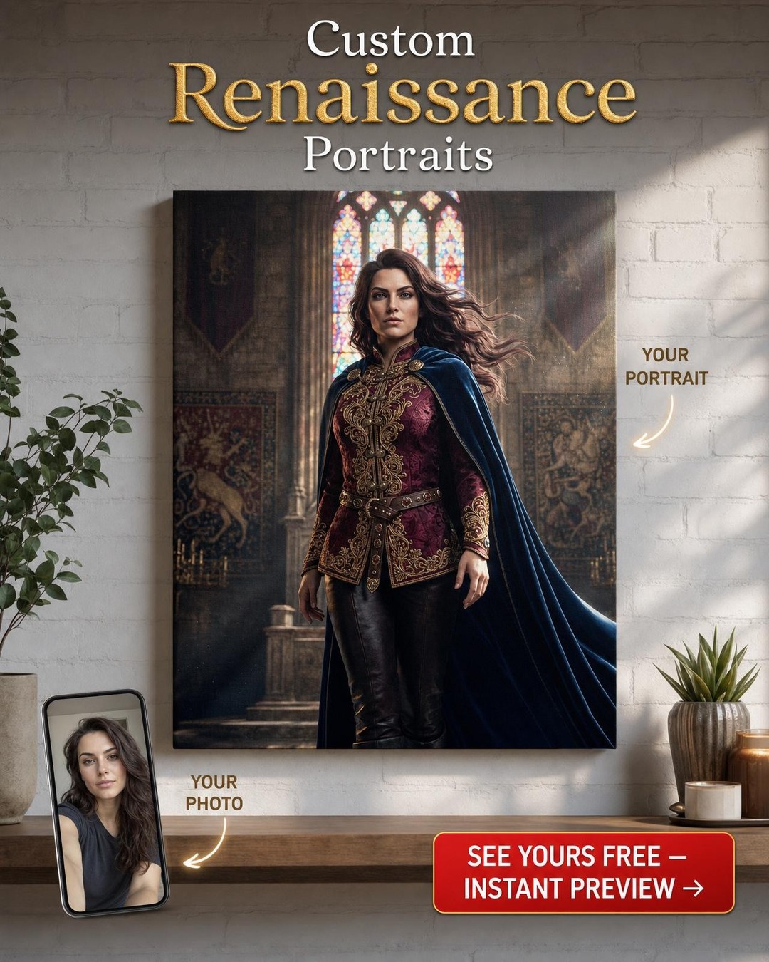 Custom Royal Single-Man Portrait — Heroic Canvas from Photo