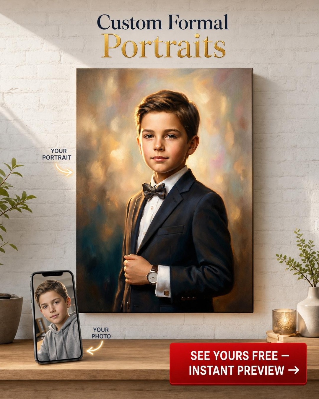 Custom Royal Single-Man Portrait — Regal Suit Canvas Gift