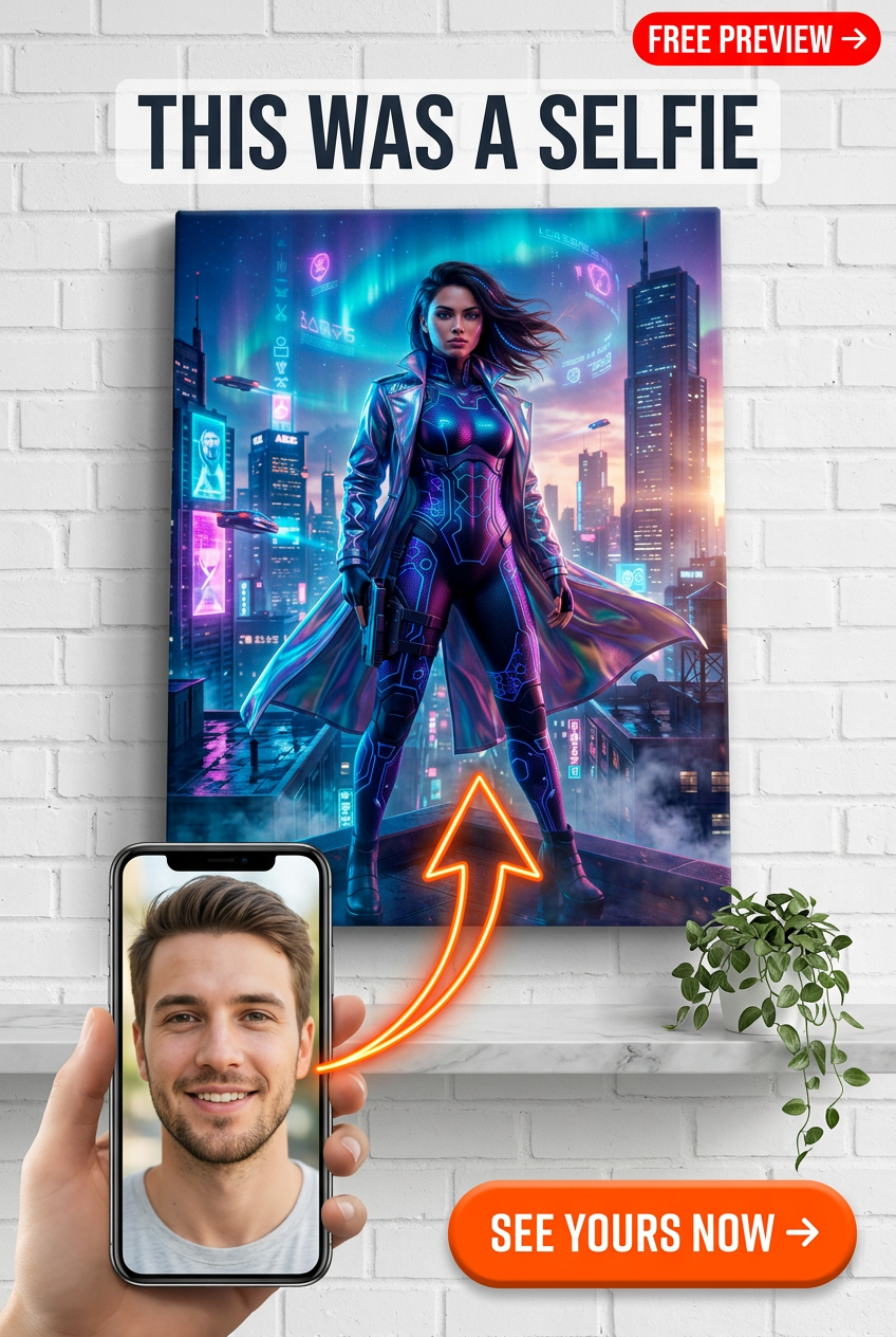 Neon Future Legend Portrait Canvas