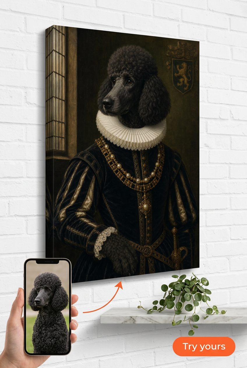 Custom Renaissance Dog Portrait — Regal Pet Canvas from Photo