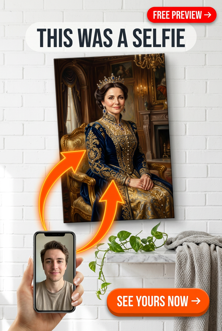 Custom Royal Woman Portrait — Regal Canvas from Photo