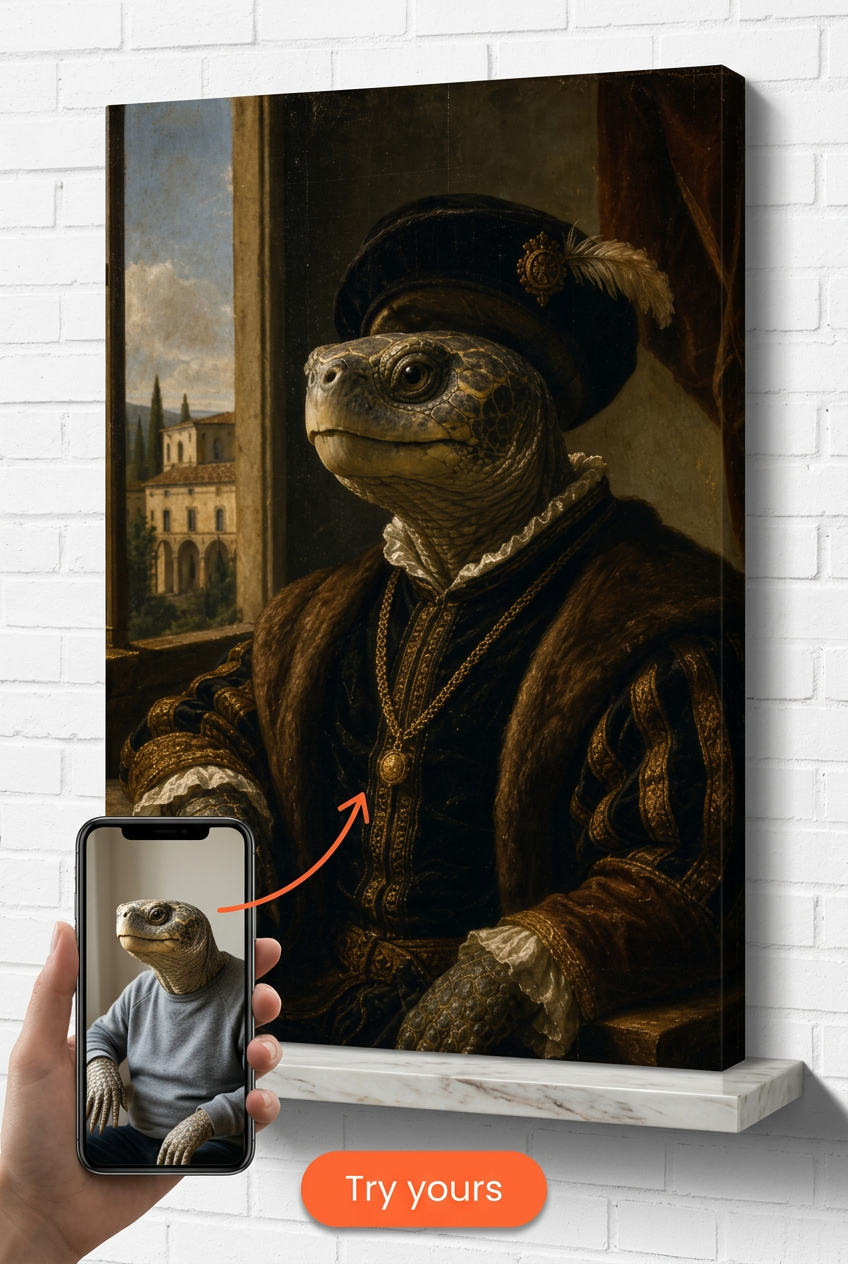Custom Renaissance Cat Portrait — Regal Pet Canvas from Photo