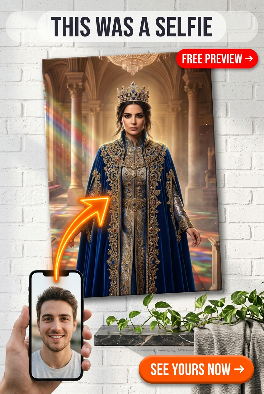 Custom Royal Woman Portrait — Regal Canvas from Photo