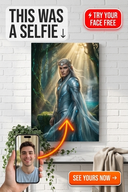 Custom Fantasy Man Portrait — Heroic King in Armor Canvas