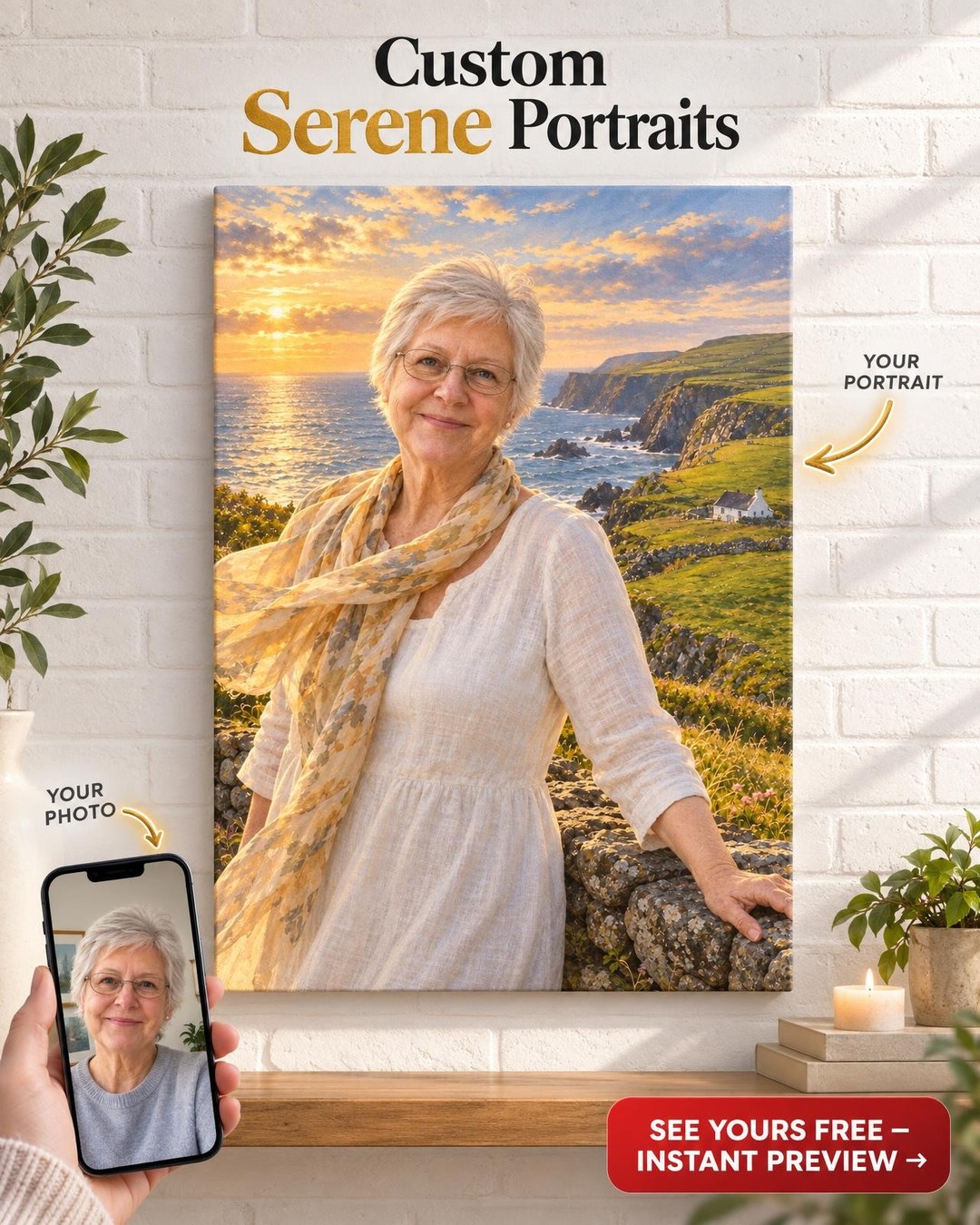 Her Dream Destination Portrait – Custom Future Gift