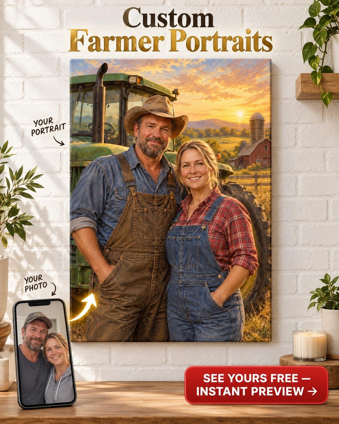 Western T Custom Portrait from Photo | Personalized Gift for Couples