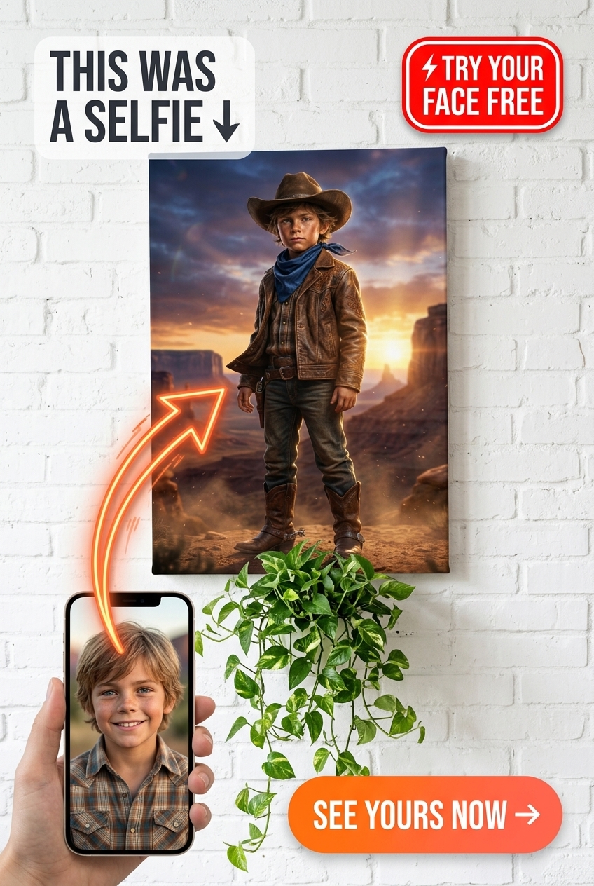 Portret Kowboja z Dzikiego Zachodu dla Chłopców