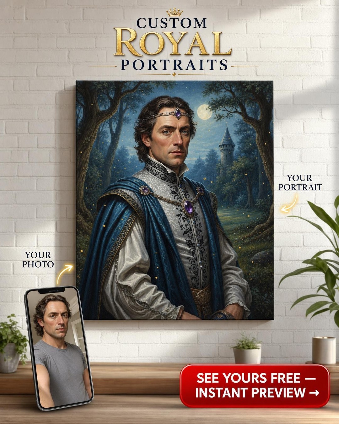 Vlastný Fantasy Portrét Šľachtiča Muža