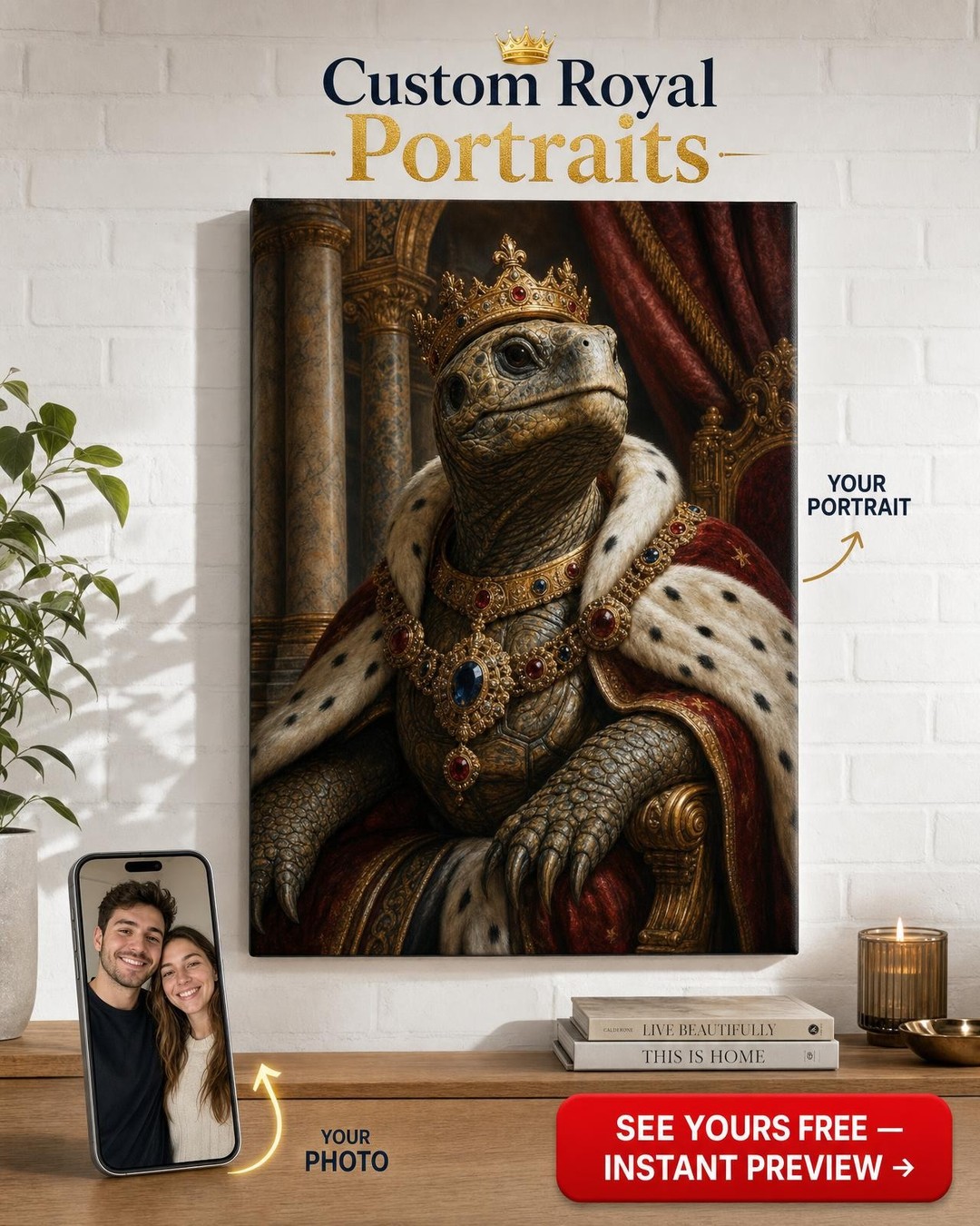 Custom Royal Cat Portrait Gift