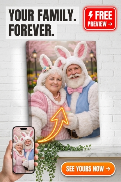 This heartwarming couple portrait captures a man and woman in delightful Easter- - Best Personalized Portrait Gift: Expert Buying Guide - PortraitGift