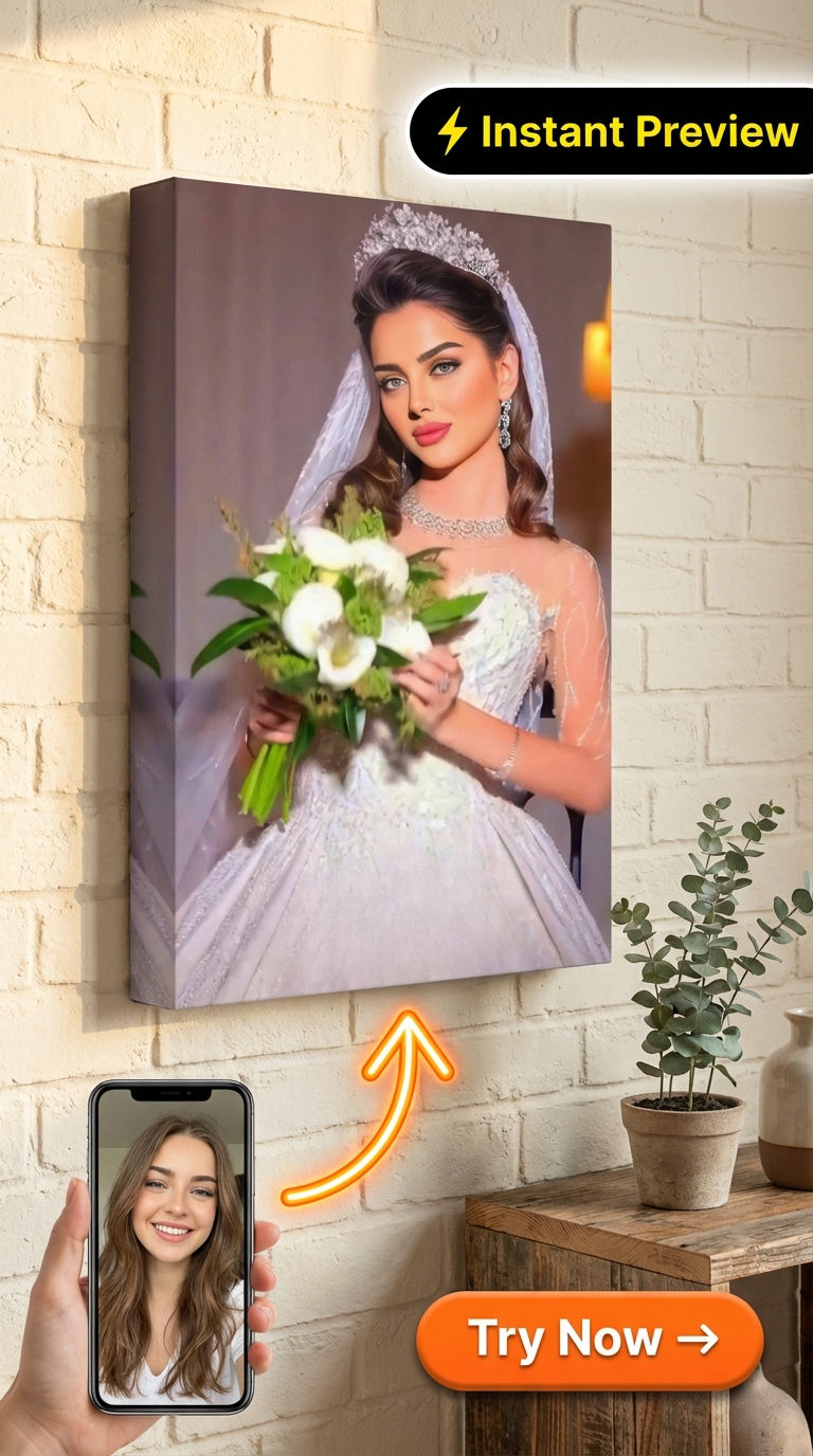 Elegant Bridal Custom Portrait from Photo | Personalized Gift for Her