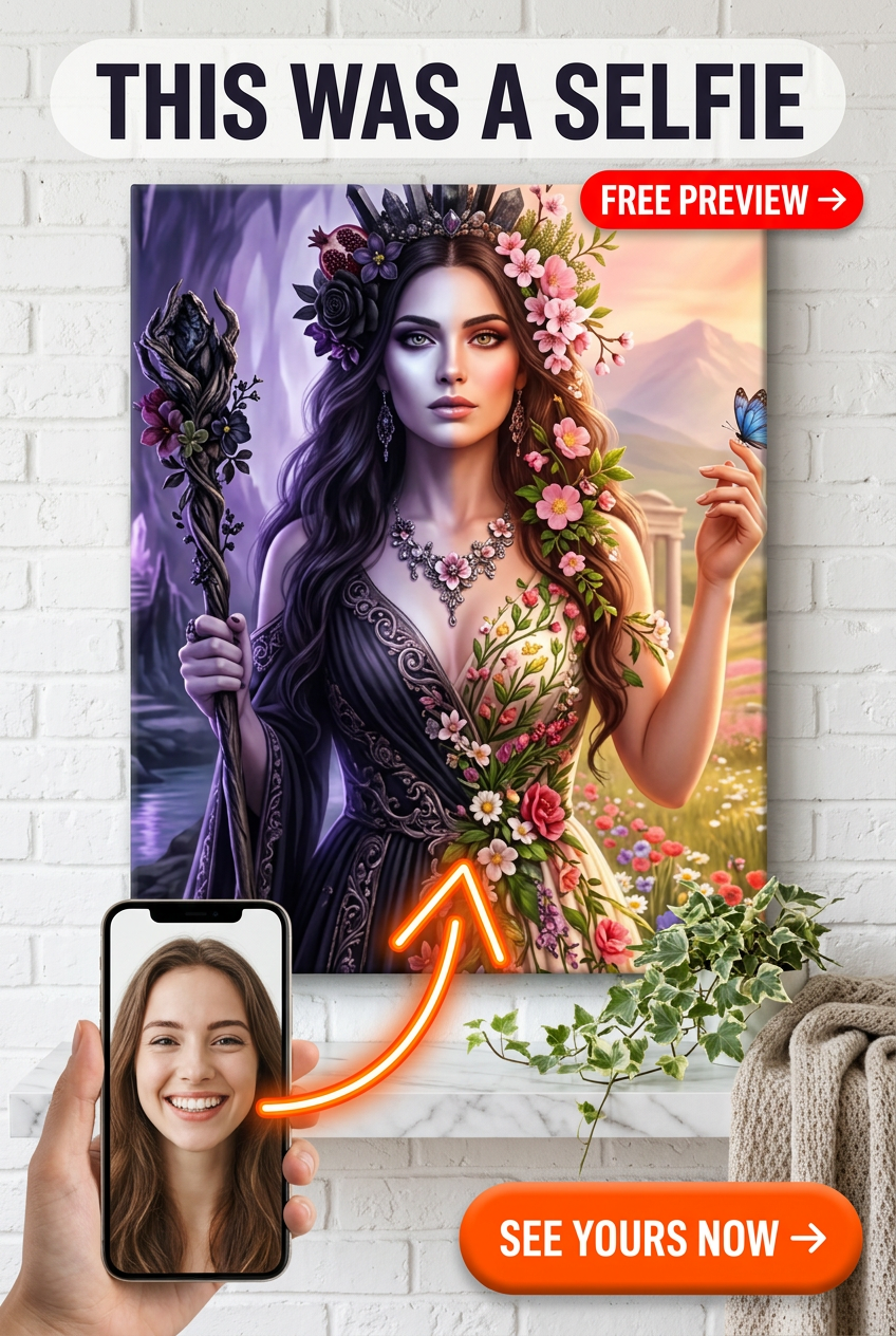 Custom Fantasy Woman Portrait — Whimsical Flower Crown Canvas