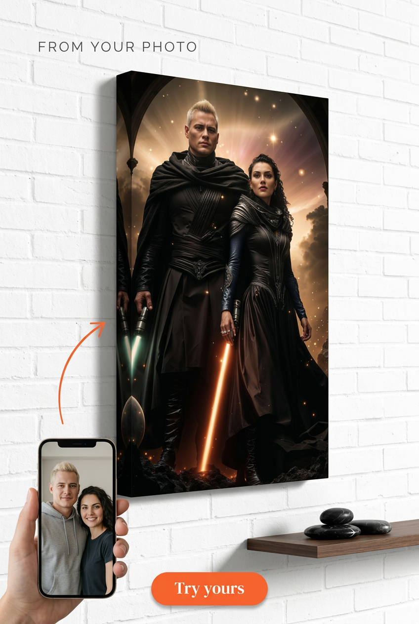 Cosmic Fantasy Custom Portrait from Photo | Personalized Gift for Couples