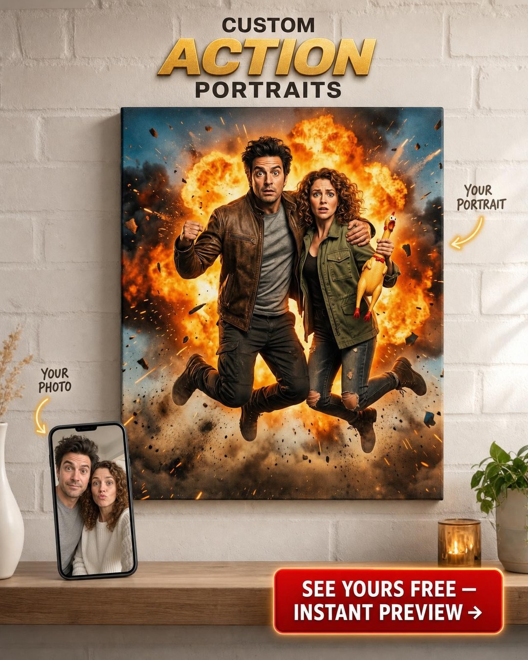 Epic Superhero Couple Canvas