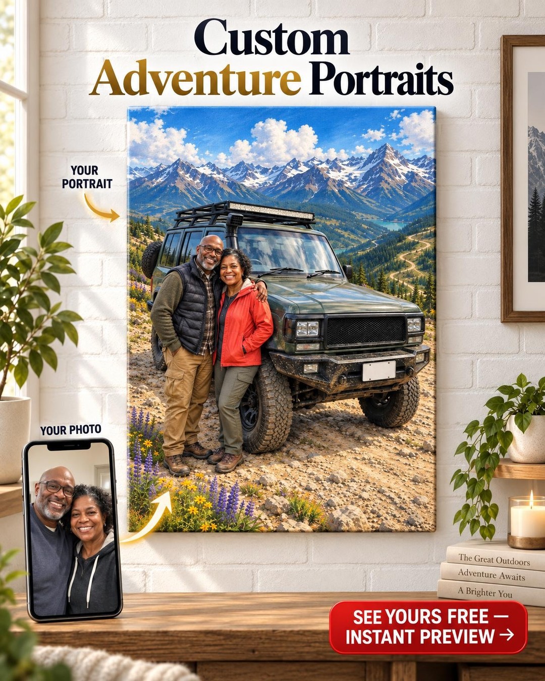 Mountain Pass Off-Road Custom Portrait from Photo | Personalized Canvas Gift