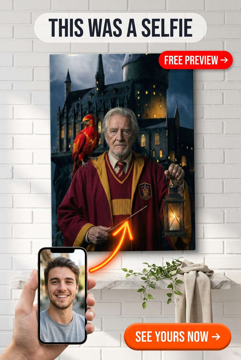 Portrait Personnalisé École Magique | Cadeau Toile pour Lui