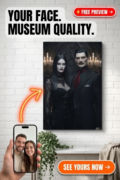 Gothic Vintage Custom Portrait from Photo | Personalized Gift for Couples