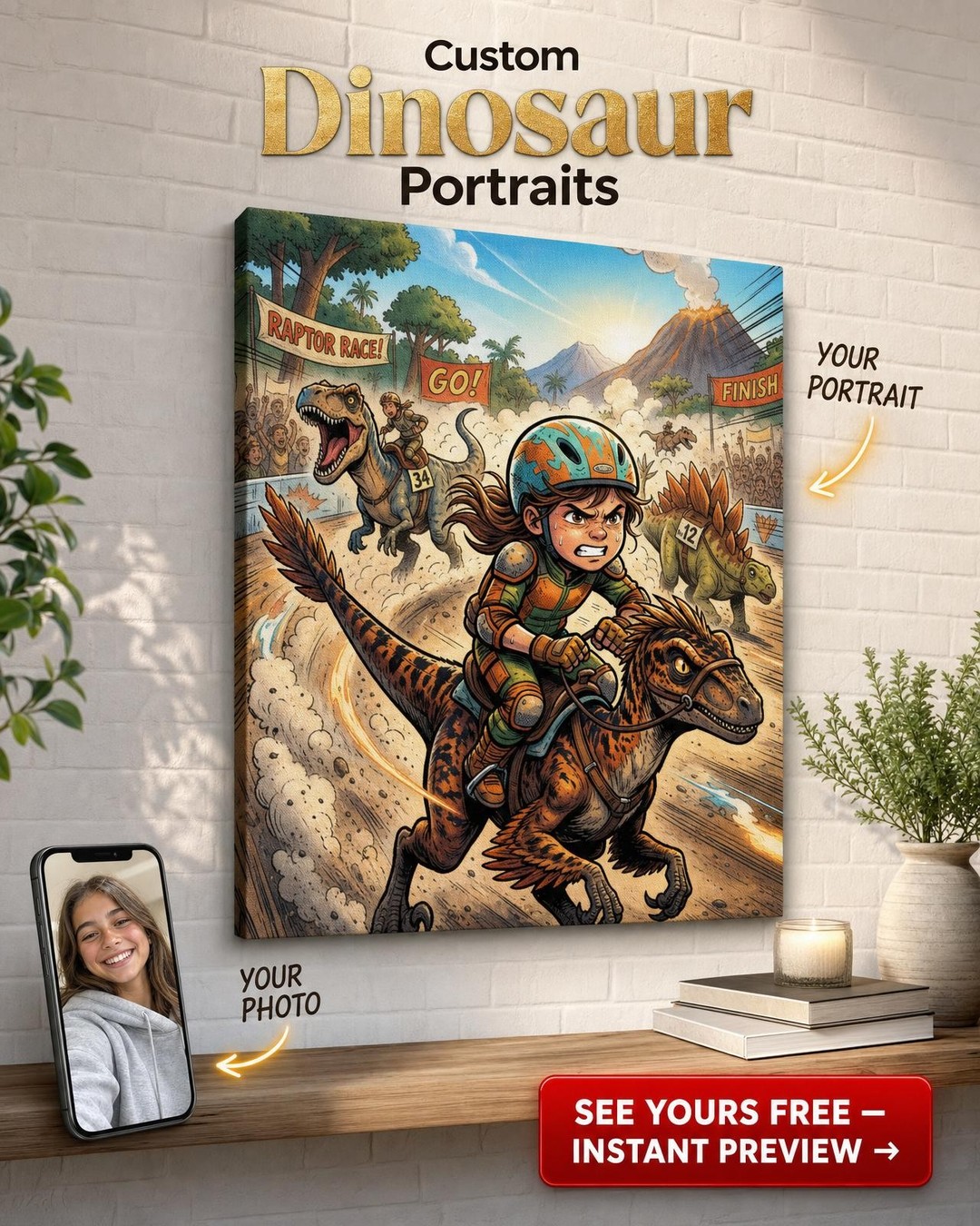 Custom Cartoon Girl Skateboard Portrait