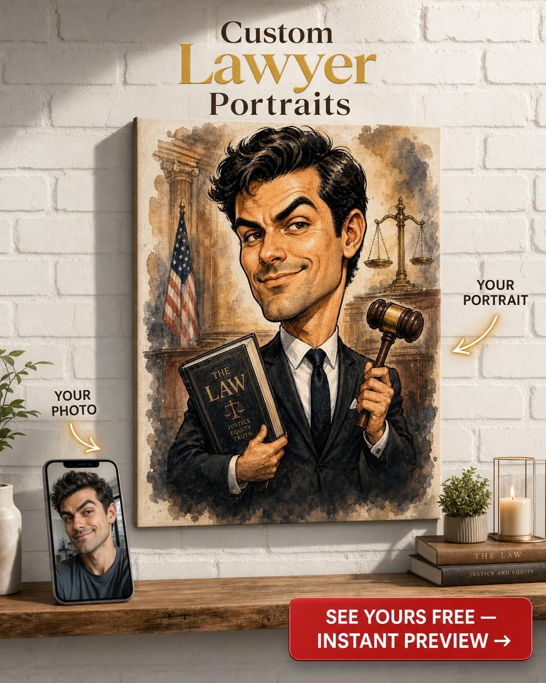 Custom Lawyer Portrait Caricature