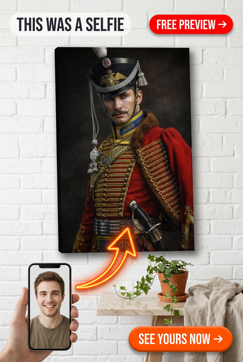 Custom Musketeer Man Portrait — Regal Military Canvas Art
