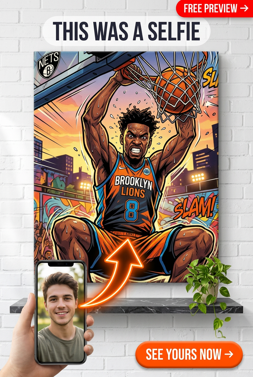 Custom Basketball Man Portrait — Heroic Slam Dunk Canvas