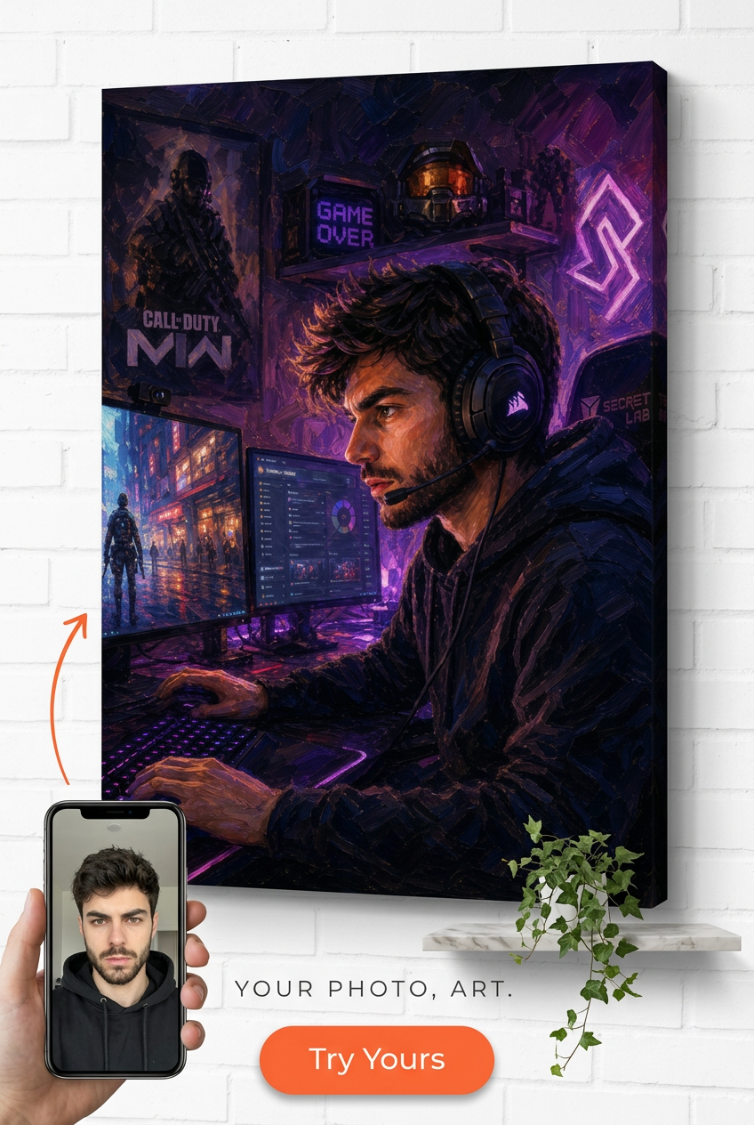 Gamer Hobby Custom Portrait from Photo | Personalized Undefined Gift