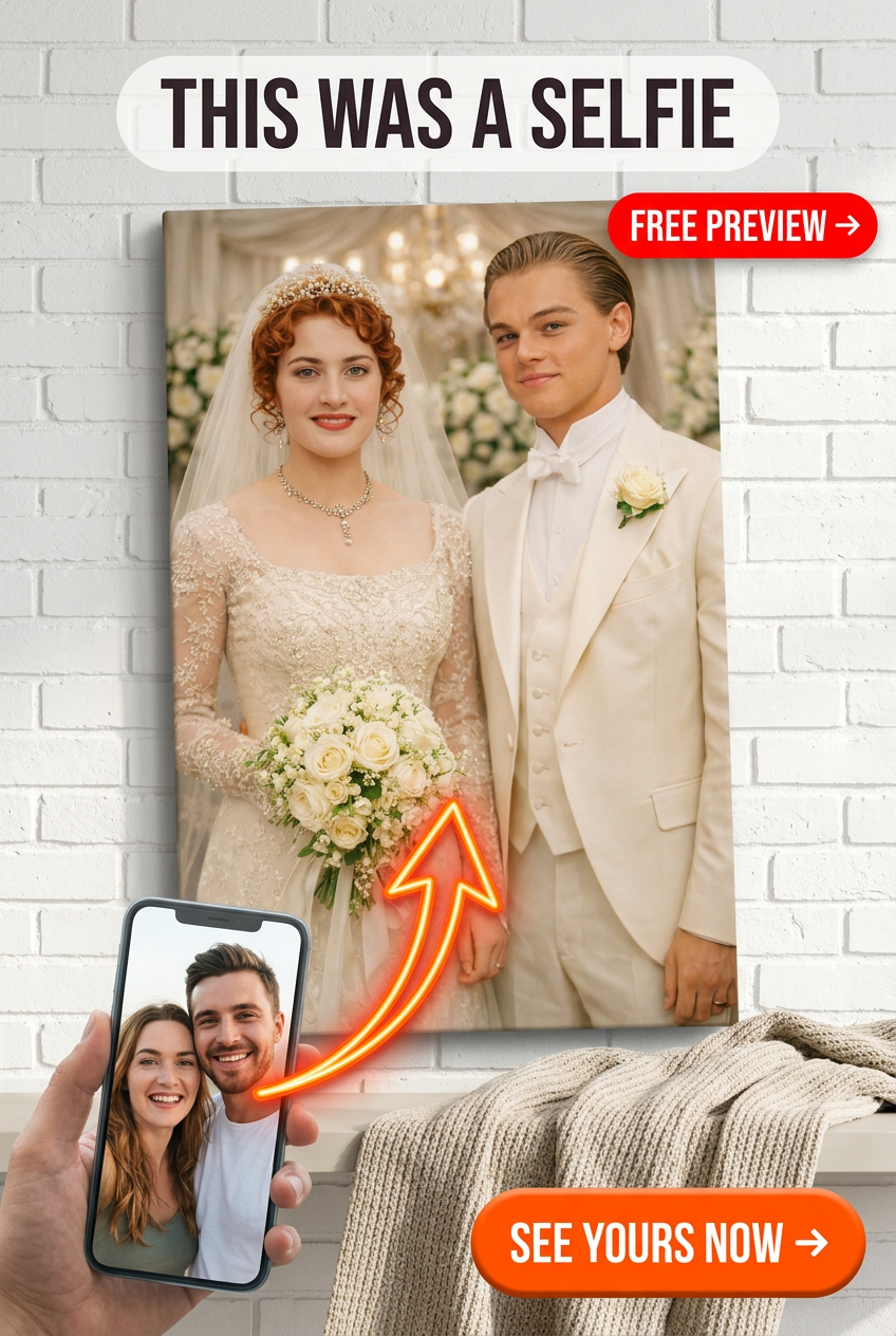 Custom Wedding Couple Portrait — Romantic Canvas from Photo