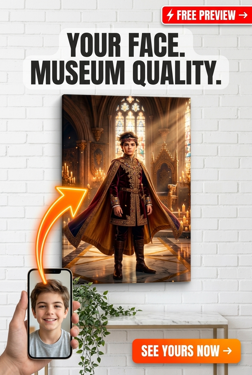 Custom Royal Boy Portrait — Regal Prince Canvas from Photo