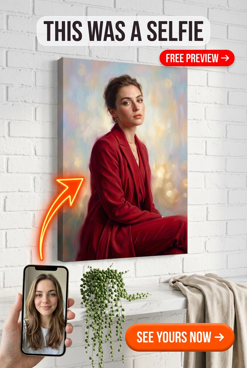 Custom Renaissance Woman Portrait — Serene Red Elegance Canvas