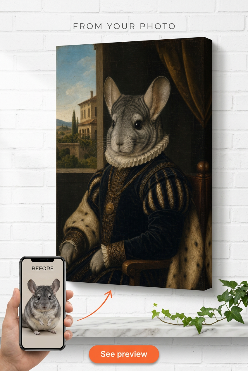 Custom Renaissance Cat Portrait — Whimsical Pet Canvas from Photo