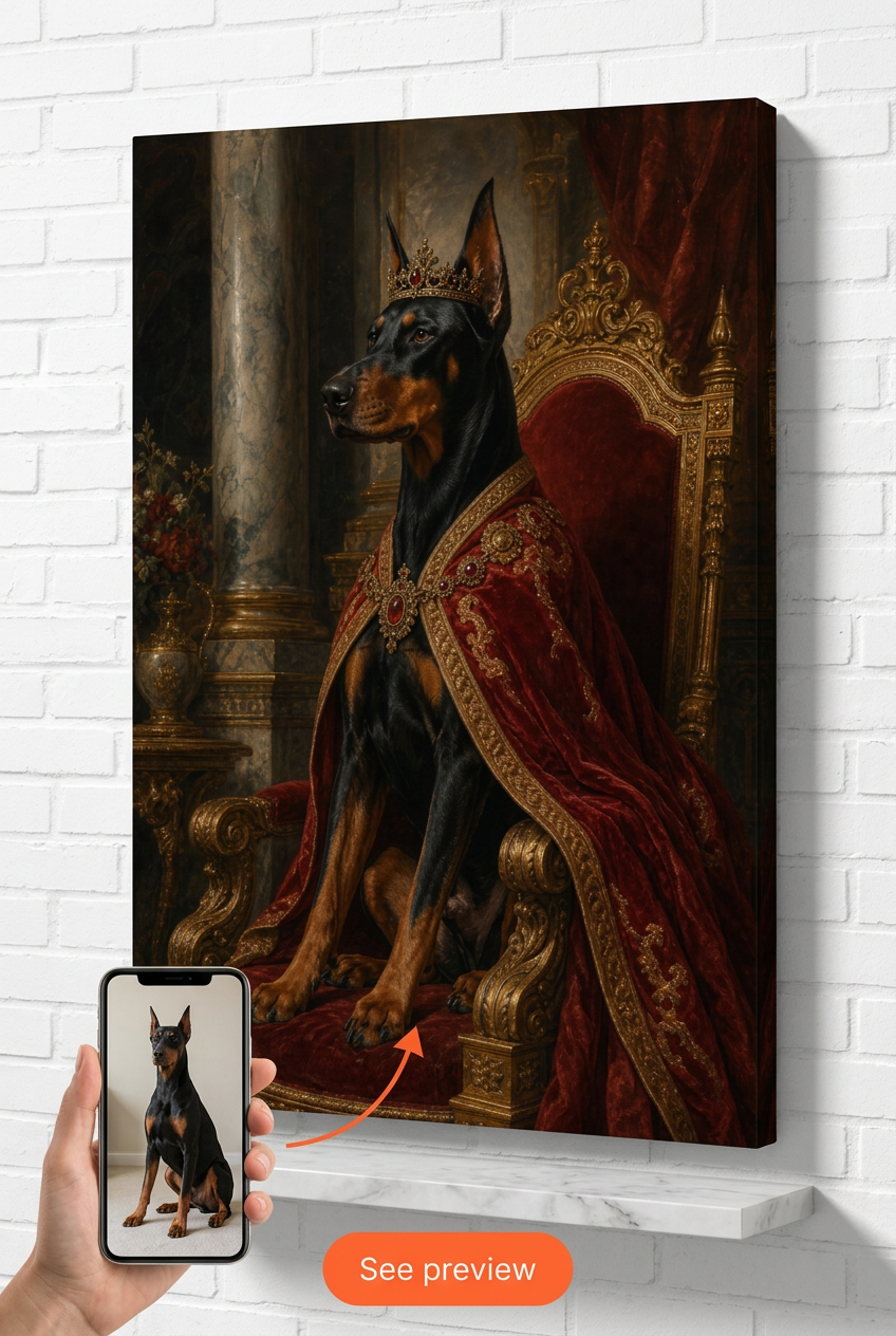 Custom Royal Pet Portrait — Regal Dog Canvas from Photo