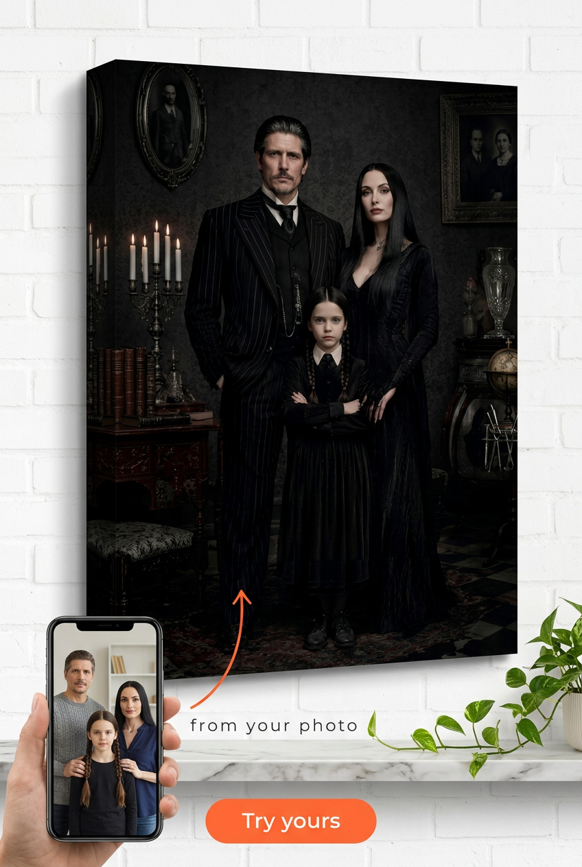 Custom Gothic Family Portrait — Regal Canvas from Photo