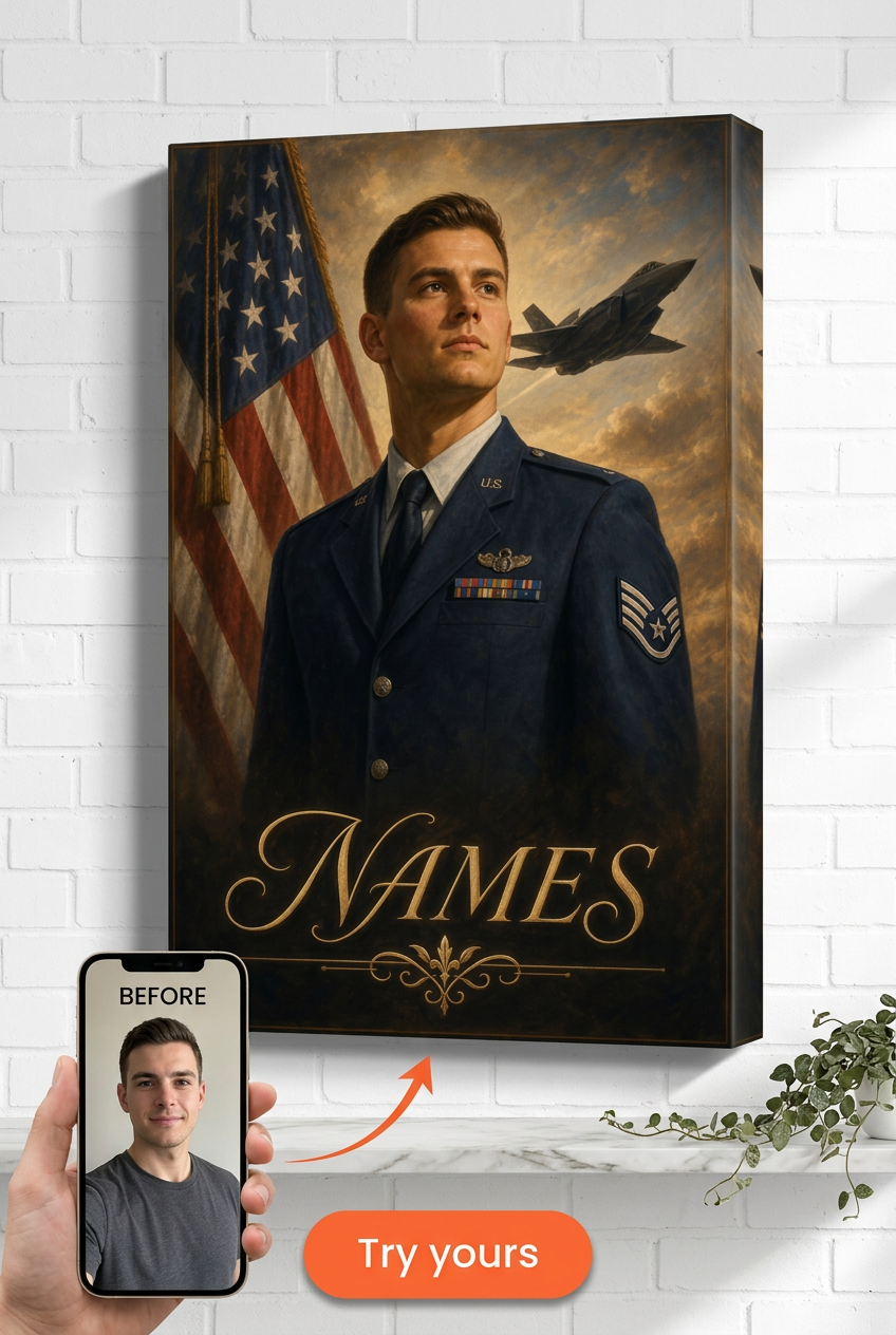 Air Force Service Custom Portrait from Photo | Personalized Undefined Gift