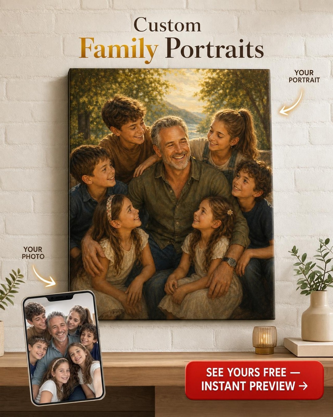 Best Uncle Ever Portrait — AI-regenerated portrait personalized with names