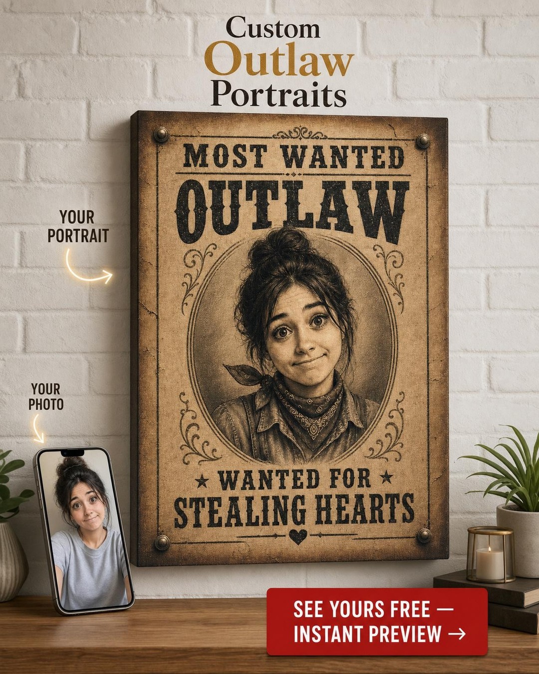 Most Wanted Dog Poster Custom Portrait from Photo | Personalized Canvas Gift
