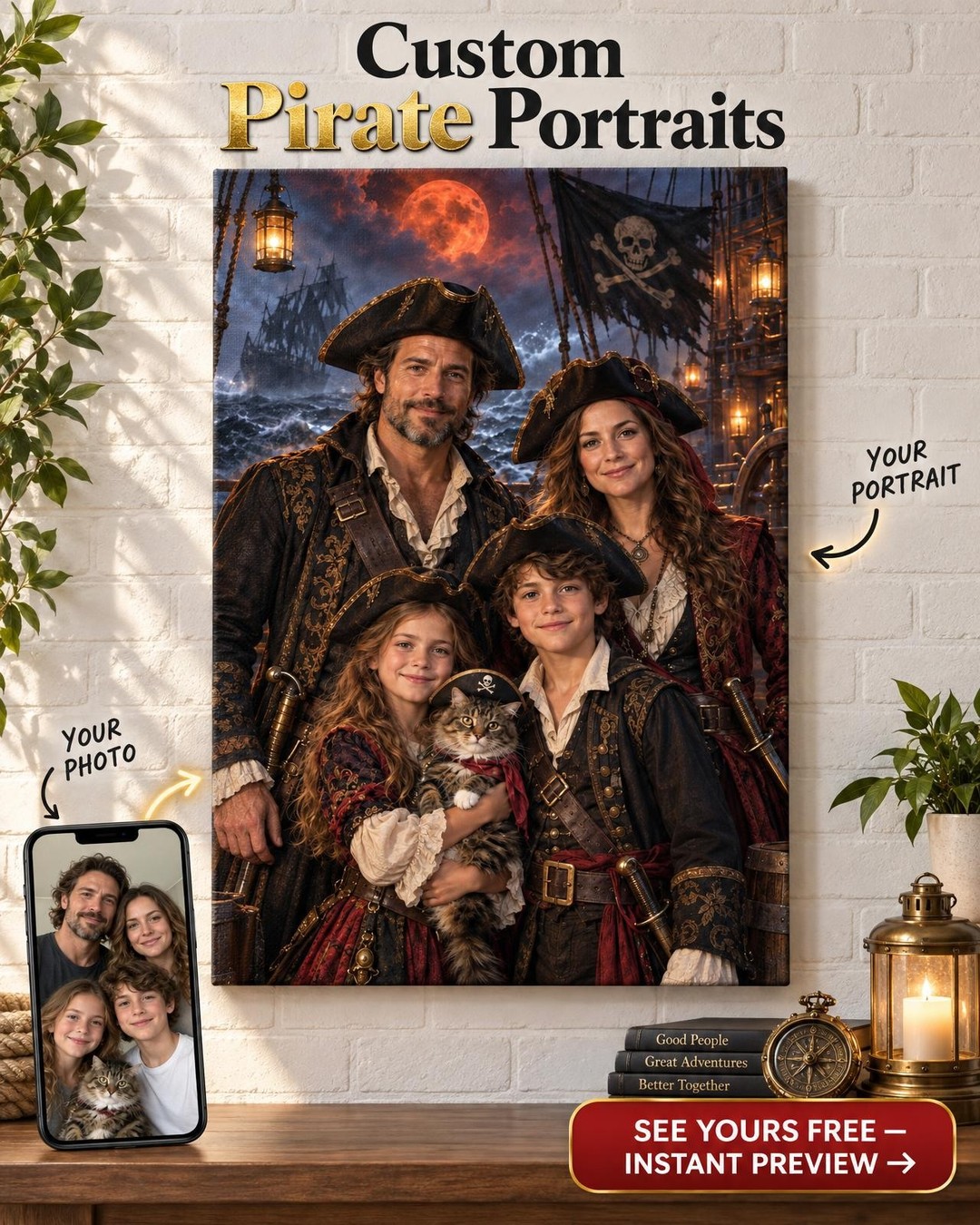Ghost Pirate Portrait for Halloween
