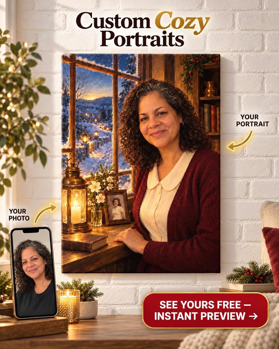 A Light in the Window Custom Portrait from Photo | Personalized Trailblazer Gift